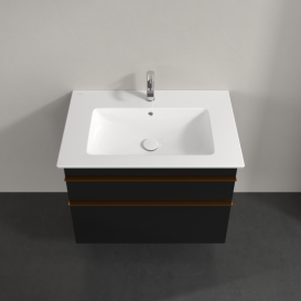 Тумба під раковину Villeroy & Boch Venticello 75,3х50,2 см МДФ чорний матовий лак/ручка мідь A92505PD