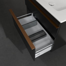 Тумба під раковину Villeroy & Boch Venticello 75,3х50,2 см МДФ чорний матовий лак/ручка мідь A92505PD