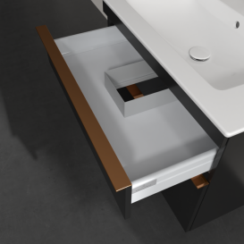 Тумба під раковину Villeroy & Boch Venticello 75,3х50,2 см МДФ чорний матовий лак/ручка мідь A92505PD