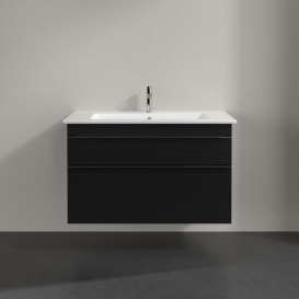 Тумба под раковину Villeroy & Boch Venticello 95,3х50,2 см МДФ черный матовый лак/ручка хром A92601PD