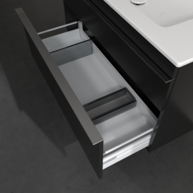 Тумба под раковину Villeroy & Boch Venticello 95,3х50,2 см МДФ черный матовый лак/ручка хром A92601PD