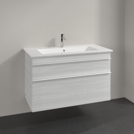 Тумба под раковину Villeroy & Boch Venticello 95,3х50,2 см ДСП/МДФ белое дерево/ручка алюминий белый A92602E8