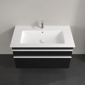 Тумба під раковину Villeroy & Boch Venticello 95,3х50,2 см МДФ чорний матовий лак/ручка алюміній білий A92602PD
