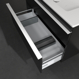 Тумба під раковину Villeroy & Boch Venticello 95,3х50,2 см МДФ чорний матовий лак/ручка алюміній білий A92602PD