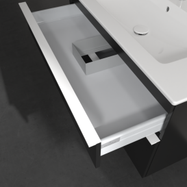 Тумба під раковину Villeroy & Boch Venticello 95,3х50,2 см МДФ чорний матовий лак/ручка алюміній білий A92602PD