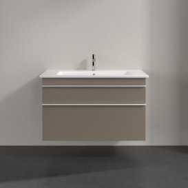 Тумба под раковину Villeroy & Boch Venticello 95,3х50,2 ДСП трюфель серый/ручка алюминий белый A92602VG