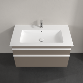 Тумба под раковину Villeroy & Boch Venticello 95,3х50,2 ДСП трюфель серый/ручка алюминий белый A92602VG