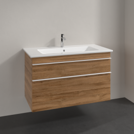 Тумба под раковину Villeroy & Boch Venticello 95,3х50,2 см ДСП дуб канзас/ручка алюминий белый A92602RH