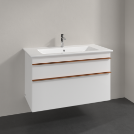 Тумба под раковину Villeroy & Boch Venticello 95,3х50,2 см МДФ глянцевый белый/ручка медь A92605DH