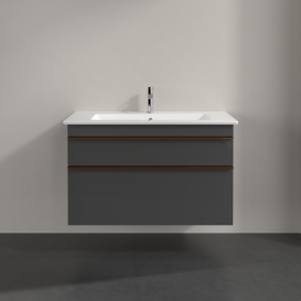 Тумба под раковину Villeroy & Boch Venticello 95,3х50,2 см МДФ глянцевый серый/ручка медь A92605FP