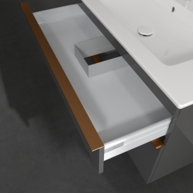 Тумба под раковину Villeroy & Boch Venticello 95,3х50,2 см МДФ глянцевый серый/ручка медь A92605FP