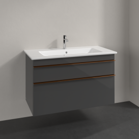 Тумба под раковину Villeroy & Boch Venticello 95,3х50,2 см МДФ глянцевый серый/ручка медь A92605FP