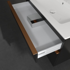 Тумба под раковину Villeroy & Boch Venticello 95,3х50,2 см МДФ черный матовый лак/ручка медь A92605PD