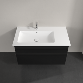 Тумба под раковину Villeroy & Boch Venticello 95,3х50,2 см МДФ черный матовый лак/ручка хром A92701PD