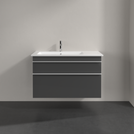 Тумба под раковину Villeroy & Boch Venticello 95,3х50,2 см МДФ глянцевый серый/ручка алюминий белый A92702FP