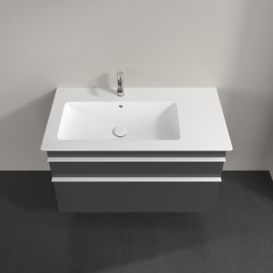 Тумба под раковину Villeroy & Boch Venticello 95,3х50,2 см МДФ глянцевый серый/ручка алюминий белый A92702FP