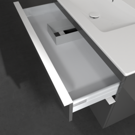 Тумба под раковину Villeroy & Boch Venticello 95,3х50,2 см МДФ глянцевый серый/ручка алюминий белый A92702FP