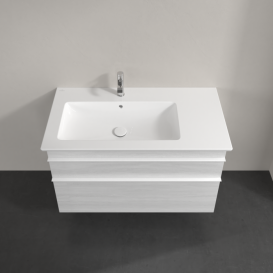 Тумба под раковину Villeroy & Boch Venticello 95,3х50,2 см ДСП/МДФ белое дерево/ручка алюминий белый A92702E8