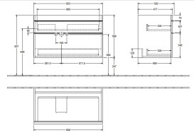 Тумба под раковину Villeroy & Boch Venticello 95,3х50,2 см МДФ стекло глянцевое белое/ручка алюминий белый A92702RE