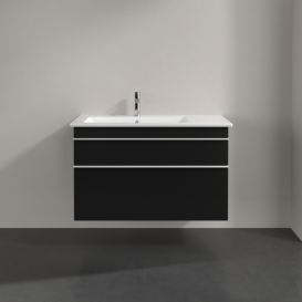 Тумба под раковину Villeroy & Boch Venticello 95,3х50,2 см МДФ черный матовый лак/ручка алюминий белый A92702PD