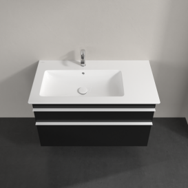 Тумба под раковину Villeroy & Boch Venticello 95,3х50,2 см МДФ черный матовый лак/ручка алюминий белый A92702PD