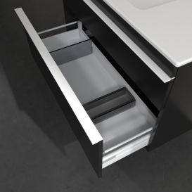 Тумба под раковину Villeroy & Boch Venticello 95,3х50,2 см МДФ черный матовый лак/ручка алюминий белый A92702PD