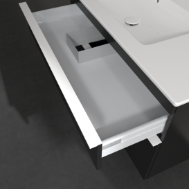 Тумба под раковину Villeroy & Boch Venticello 95,3х50,2 см МДФ черный матовый лак/ручка алюминий белый A92702PD
