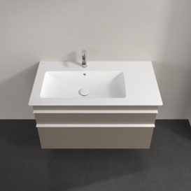 Тумба под раковину Villeroy & Boch Venticello 95,3х50,2 ДСП трюфель серый/ручка алюминий белый A92702VG