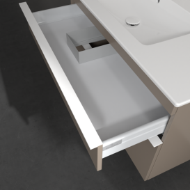 Тумба под раковину Villeroy & Boch Venticello 95,3х50,2 ДСП трюфель серый/ручка алюминий белый A92702VG