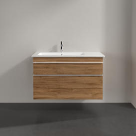 Тумба под раковину Villeroy & Boch Venticello 95,3х50,2 см ДСП дуб канзас/ручка алюминий белый A92702RH