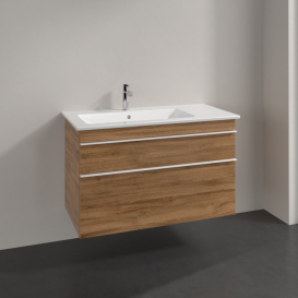 Тумба под раковину Villeroy & Boch Venticello 95,3х50,2 см ДСП дуб канзас/ручка алюминий белый A92702RH