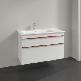 Тумба под раковину Villeroy & Boch Venticello 95,3х50,2 см МДФ глянцевый белый/ручка медь A92705DH