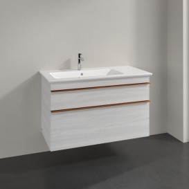 Тумба под раковину Villeroy & Boch Venticello 95,3х50,2 см ДСП/МДФ белое дерево/ручка медь A92705E8