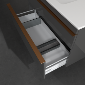 Тумба під раковину Villeroy & Boch Venticello 95,3х50,2 см МДФ глянсовий сірий/ручка мідь A92705FP