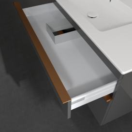 Тумба під раковину Villeroy & Boch Venticello 95,3х50,2 см МДФ глянсовий сірий/ручка мідь A92705FP