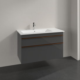 Тумба під раковину Villeroy & Boch Venticello 95,3х50,2 см МДФ глянсовий сірий/ручка мідь A92705FP