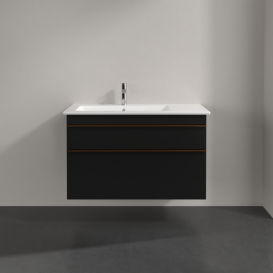 Тумба под раковину Villeroy & Boch Venticello 95,3х50,2 см МДФ черный матовый лак/ручка медь A92705PD