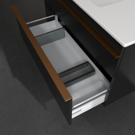 Тумба под раковину Villeroy & Boch Venticello 95,3х50,2 см МДФ черный матовый лак/ручка медь A92705PD