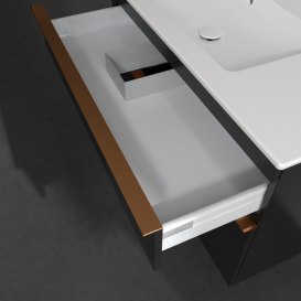 Тумба под раковину Villeroy & Boch Venticello 95,3х50,2 см МДФ черный матовый лак/ручка медь A92705PD
