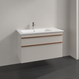 Тумба под раковину Villeroy & Boch Venticello 95,3х50,2 см ДСП мягкий серый/ручка медь A92705VK