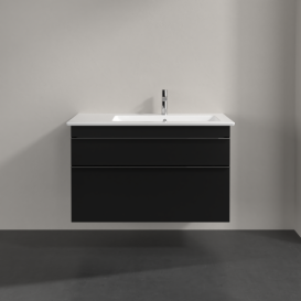 Тумба под раковину Villeroy & Boch Venticello 95,3х50,2 см МДФ черный матовый лак/ручка хром A92801PD