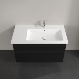 Тумба под раковину Villeroy & Boch Venticello 95,3х50,2 см МДФ черный матовый лак/ручка хром A92801PD