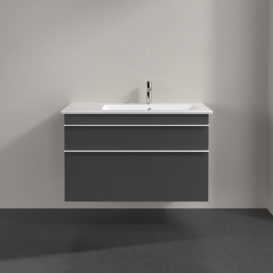 Тумба під раковину Villeroy & Boch Venticello 95,3х50,2 см МДФ глянсовий сірий/ручка алюміній білий A92802FP