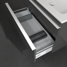 Тумба під раковину Villeroy & Boch Venticello 95,3х50,2 см МДФ глянсовий сірий/ручка алюміній білий A92802FP