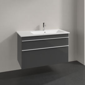 Тумба під раковину Villeroy & Boch Venticello 95,3х50,2 см МДФ глянсовий сірий/ручка алюміній білий A92802FP