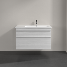 Тумба под раковину Villeroy & Boch Venticello 95,3х50,2 см ДСП/МДФ белое дерево/ручка алюминий белый A92802E8