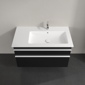 Тумба под раковину Villeroy & Boch Venticello 95,3х50,2 см МДФ черный матовый лак/ручка алюминий белый A92802PD