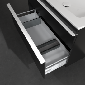 Тумба под раковину Villeroy & Boch Venticello 95,3х50,2 см МДФ черный матовый лак/ручка алюминий белый A92802PD