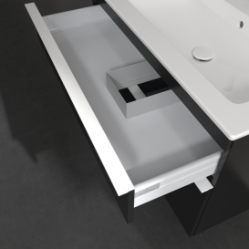 Тумба под раковину Villeroy & Boch Venticello 95,3х50,2 см МДФ черный матовый лак/ручка алюминий белый A92802PD