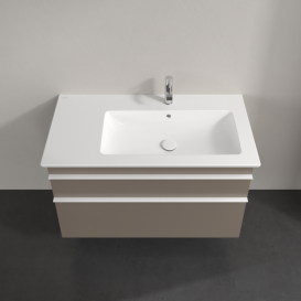 Тумба под раковину Villeroy & Boch Venticello 95,3х50,2 ДСП трюфель серый/ручка алюминий белый A92802VG